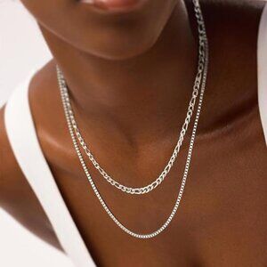 Sterling Silver Necklace Stack Gold Choker Layered Necklace for Women